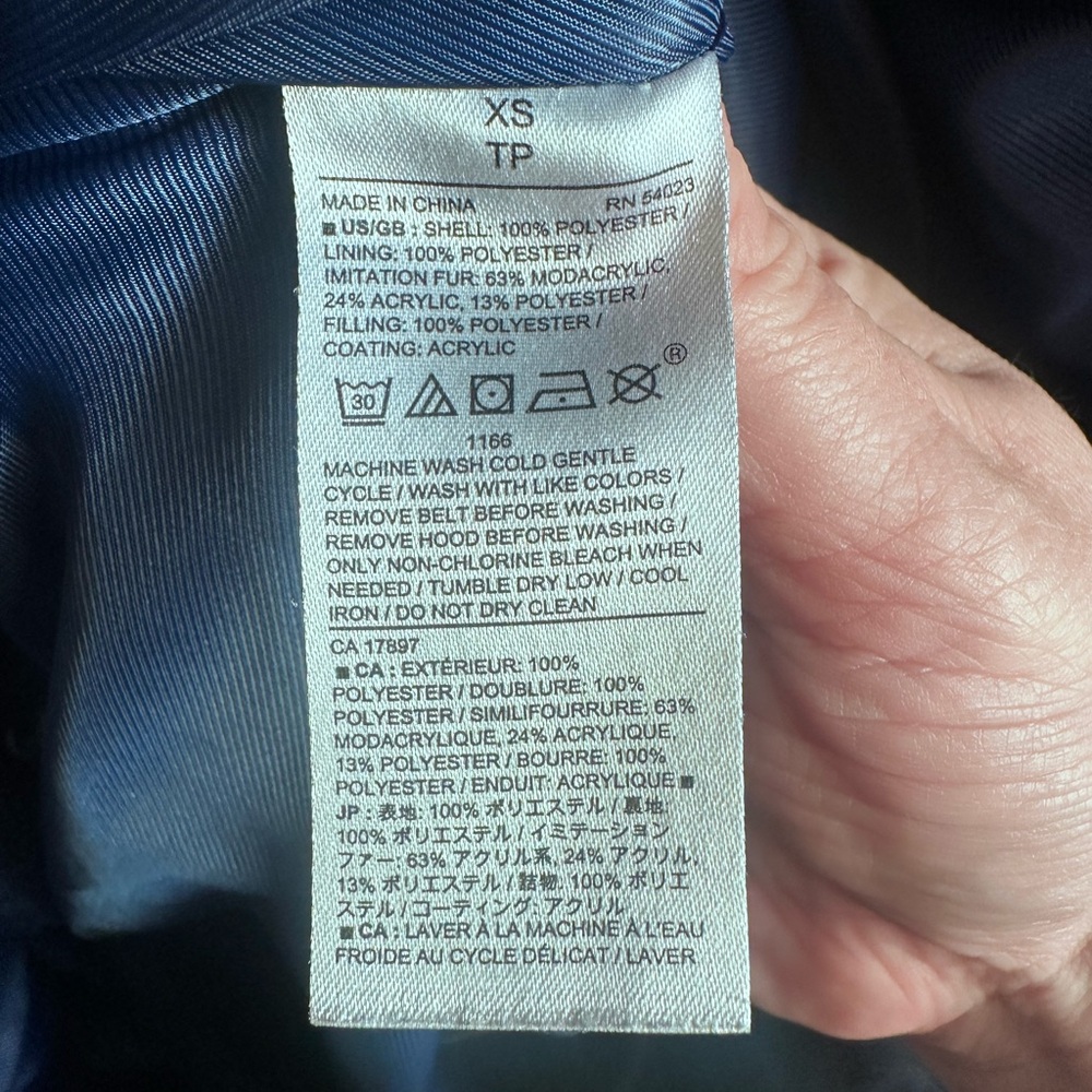 Banana Republic Down Puffer Jacket Women’s Size X-Small Blue Long Winter Coat - Picture 6 of 16